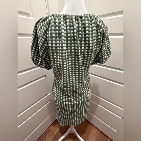 Madewell. Jacquard Puff-Sleeve Mini Dress in Faded Palm Gingham Check. Medium. - Picture 7 of 14